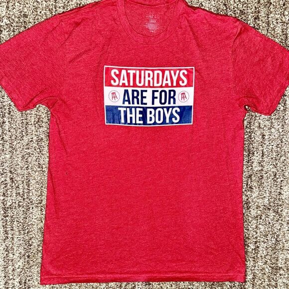Saturdays Are For The Boys Men's Graphic Golf Tee T-Shirt in Red Size Large - Picture 8 of 9